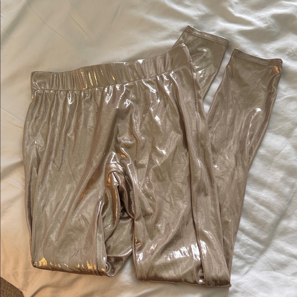 Halston Heritage Metallic Champagne Leggings